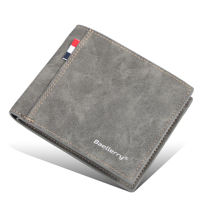 Hommes court sac à main carte mince multi carte portefeuille jeunesse horizontal billet pince: Grey