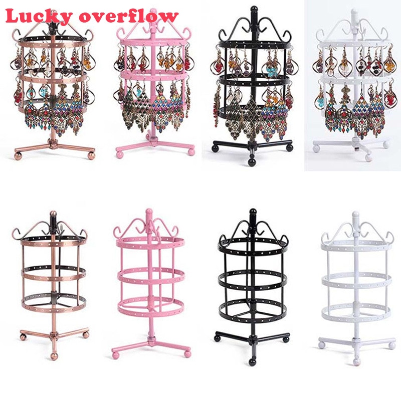 72 gaten Roterende 3 layer Ronde Oorbel Rack Sieraden Display Rack Accessoires Sieraden Opslag Stand Display Rack Torens