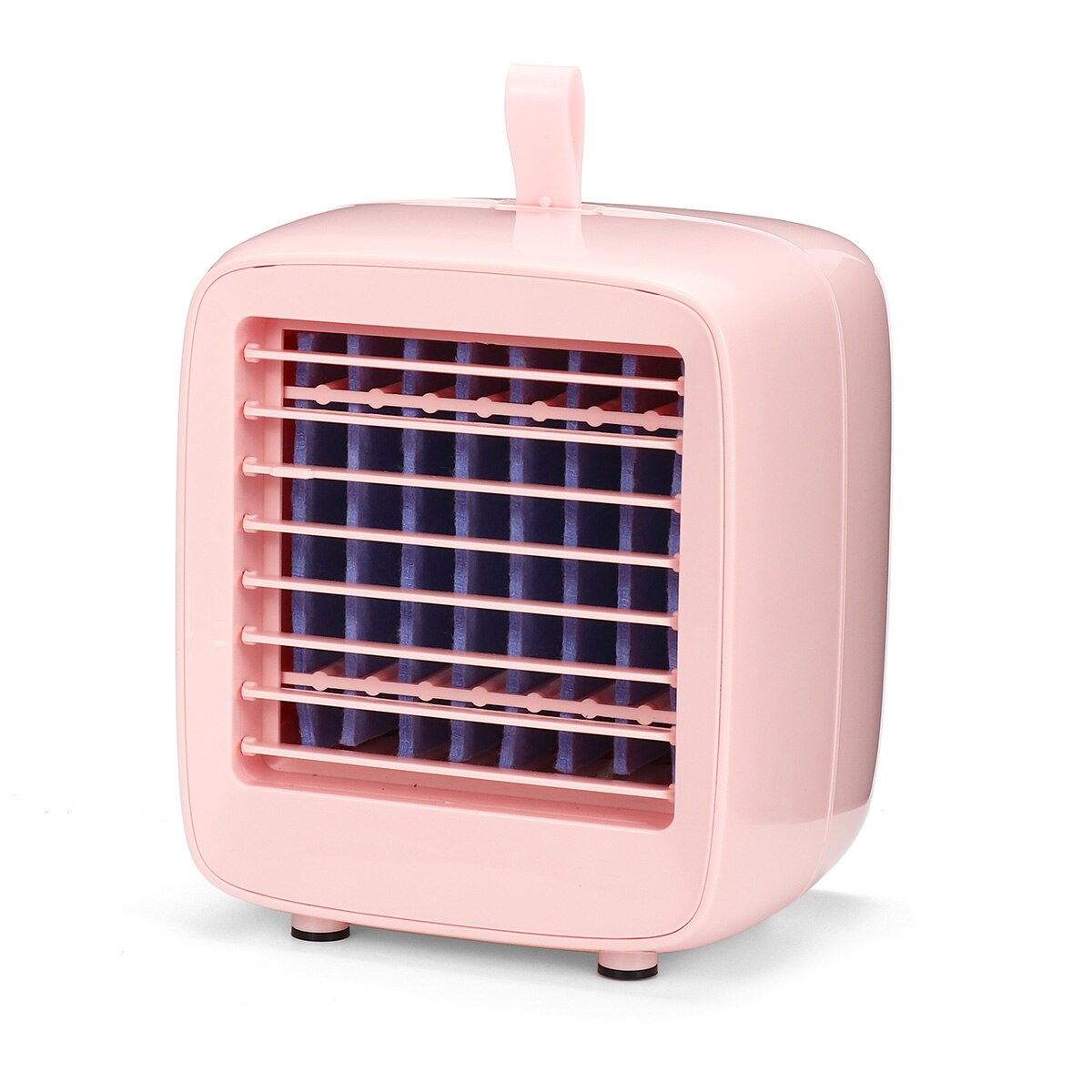 Mini klimaanlæg bærbar luftkøler 200ml vandtank hjem personligt rum køler blæser usb desktop køleventilatorer 2 speed: Lyserød