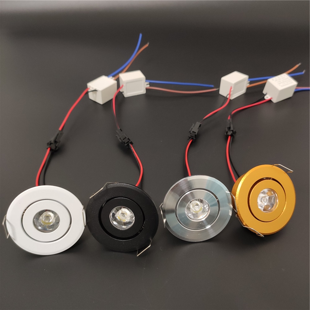 Led mini nedljus 3w 1w dimbara spotlights infällda lampor  ac85-265v taklampor aluminium 52mm