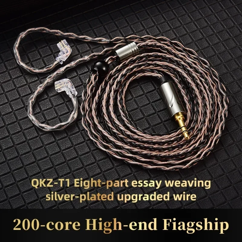 QKZ T1 8-adriges TC versilbertes Hifi-Kopfhörer-aktualisieren-Kabel MMCX/2Stift-Anschluss zur Verwendung für QKZ ZXN ZXT ZXD ZX2 ZAX2 ZX1 ZX3: braun