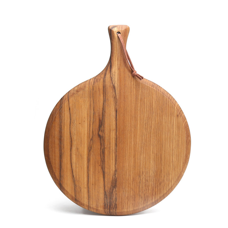 Unlacquered Solid Wood Round Chopping Block Nordic Style with Handle Wooden BreadBoard Pizza Zebra Plate Kitchen Cooking Utensil: Default Title