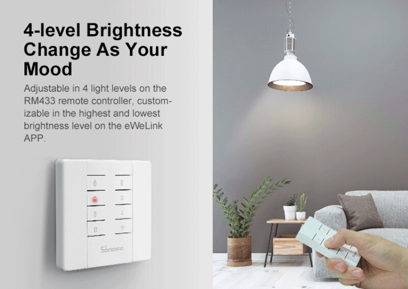 SONOFF D1 Smart Dimmer switch compatible with alexa google ewelink 86 type EU US type switch box RF433 remote controller base