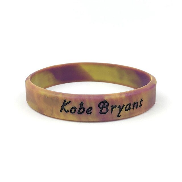 Pulsera deportiva de silicona para baloncesto, brazalete Bryant, pulsera de goma, brazalete de letras conmemorativas, joyería: Color