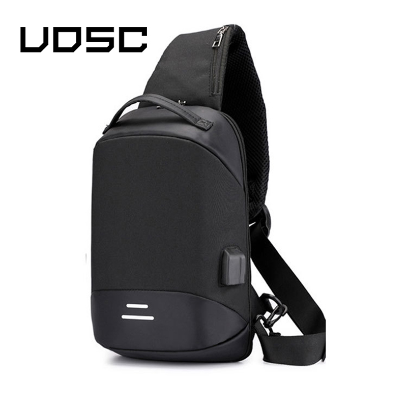 UOSC Chest Bag Men Crossbody Bag USB Anti-theft Buckle High Capacity Suit For Pad Water Shoulder Bag Trave Bag