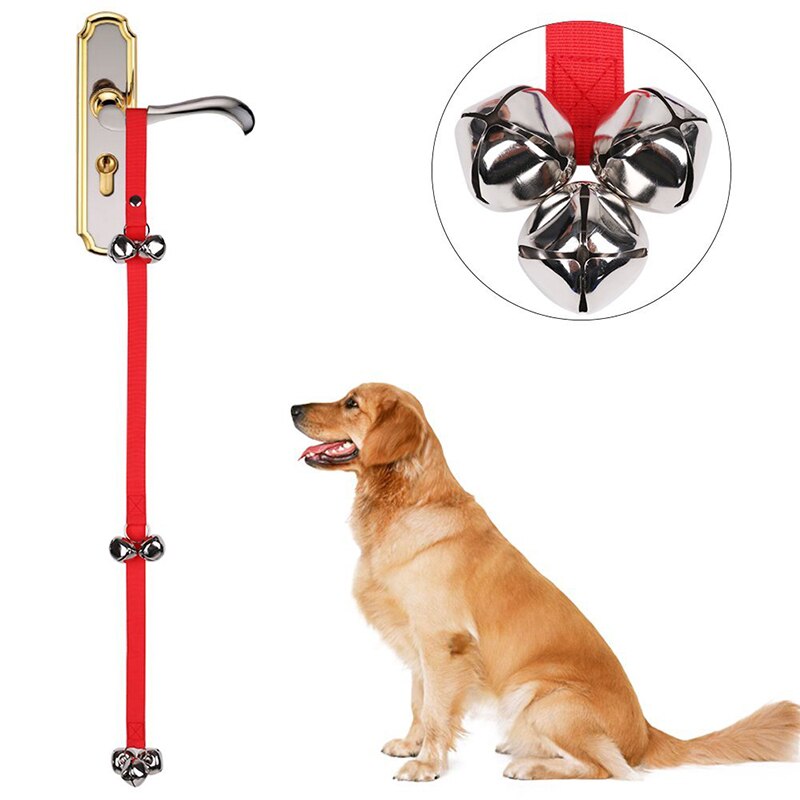 Kæledyr hund træning hund dørklokke justerbart reb med 7 metal klokker husbrydning klikker dørklokke til hunde katte kæledyr tilbehør