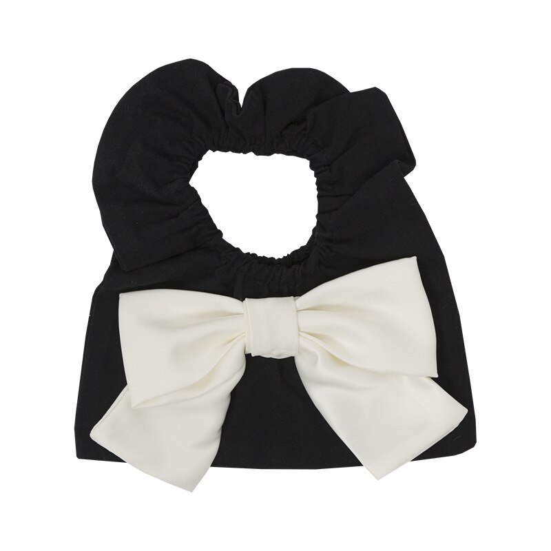 1pc Small Black White Bowknot Fold RUFFLES Handle Mini Canvas Dumpling Bag Clutch Bag For Girl Lady Wristlet Handbag