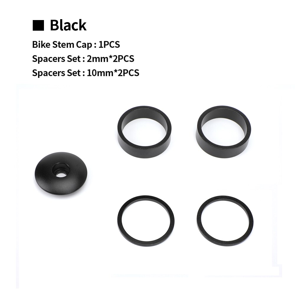 Mtb Fiets Stuurpen Top Cap Headset Spacers Kit Aluminium Vork Ring Spacer 28.6Mm 2Mm 5Mm 10Mm fiets Headset Deksel: black cap kit
