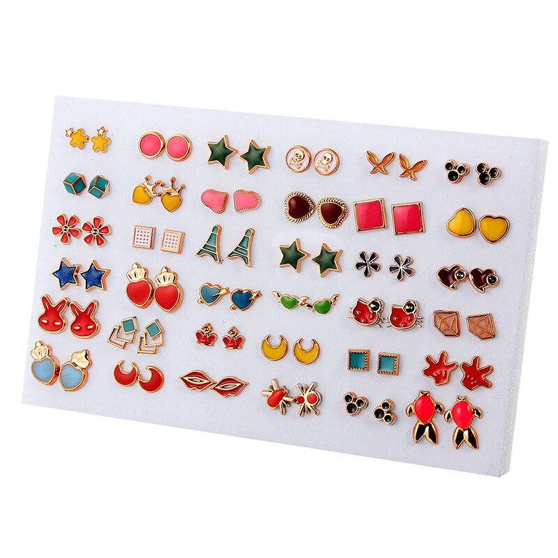 Mode Gemengde Rhinestone Gesimuleerde Pearl Geometrische Dier Hart Bloem Stud Oorbellen Set Voor Vrouwen Meisjes Kids Sieraden: WR744-4