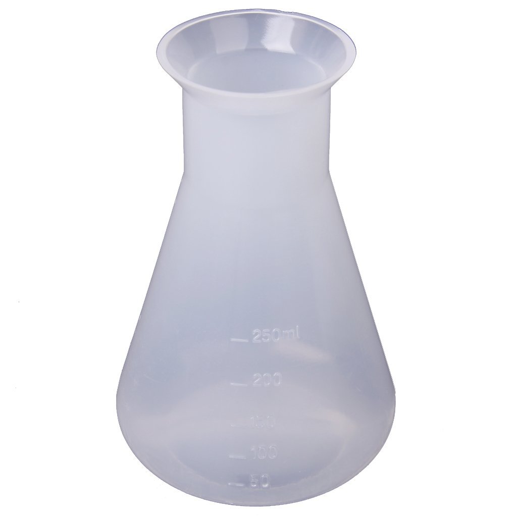 Betaalbare plastic transparante laboratorium chemische erlenmeyerkolven container fles  - 250 ml