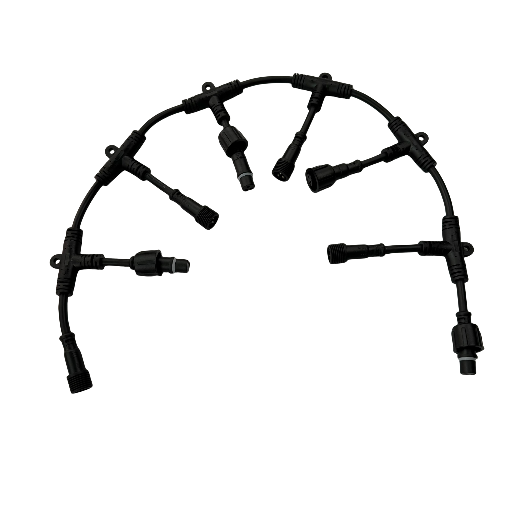 (3-3-3-3-3-3-3-3)13.5mm raggio Wu/xConnect connettore a t impermeabile a 3spillo cavo di distribuzione dell'alimentazione rotondo nero per l'uso della tenda dei semi