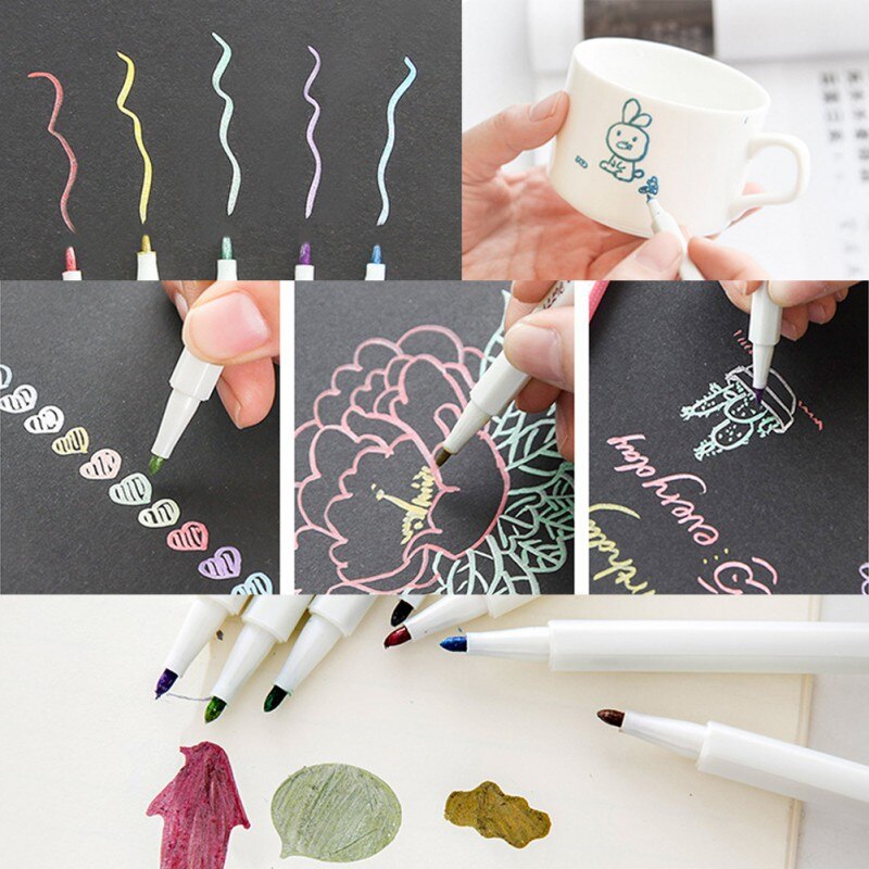 Marqueurs métalliques ensemble de stylos pour Scrapbooking bricolage Album Photo carte faisant calligraphie Doodling liquide-encre pointe ronde