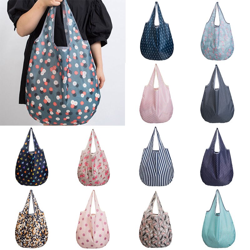 Polyester Multifunctionele Bloem Eco Bag Herbruikbare Shopping Pouch Opvouwbare Opvouwbare Tas Handig Kruidenier Tas Boodschappentas Opslag