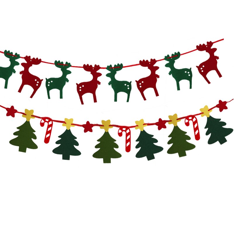 3m glædelig jul banner filt hængende krans bunting juletræ elg indendørs udendørs xmas fest år dekoration