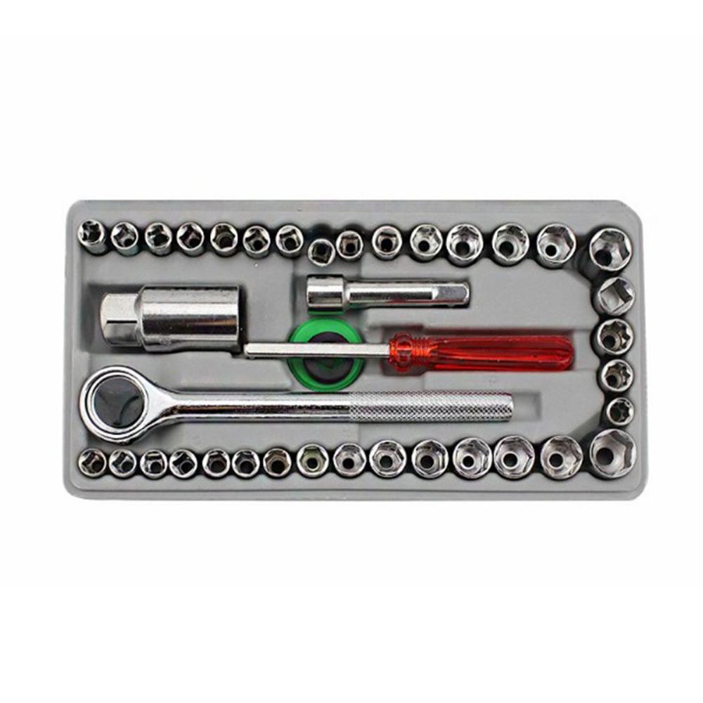 40 Piece Set Socket Wrench Set Universal Barrel Wrench Car Motorcycle Electric Tricycle Repair Tool Box Sleeve Wrench Set