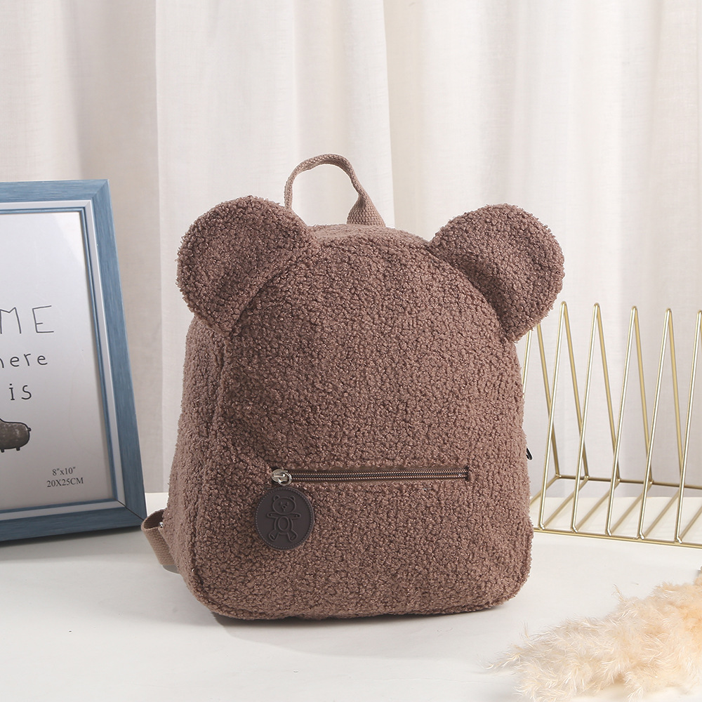 Urso mochilas portáteis crianças viagem compras mochilas femininas bonito urso em forma de ombro mochila: Amarelo