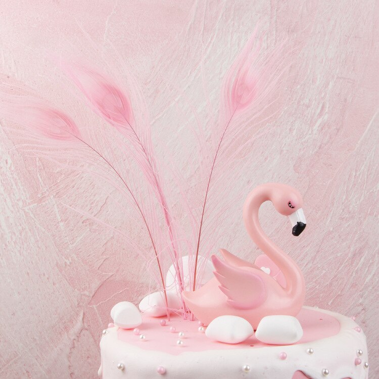 Roze natuurlijke pauwenveer verjaardagstaart decoratieve ambachten 5 stks/partij