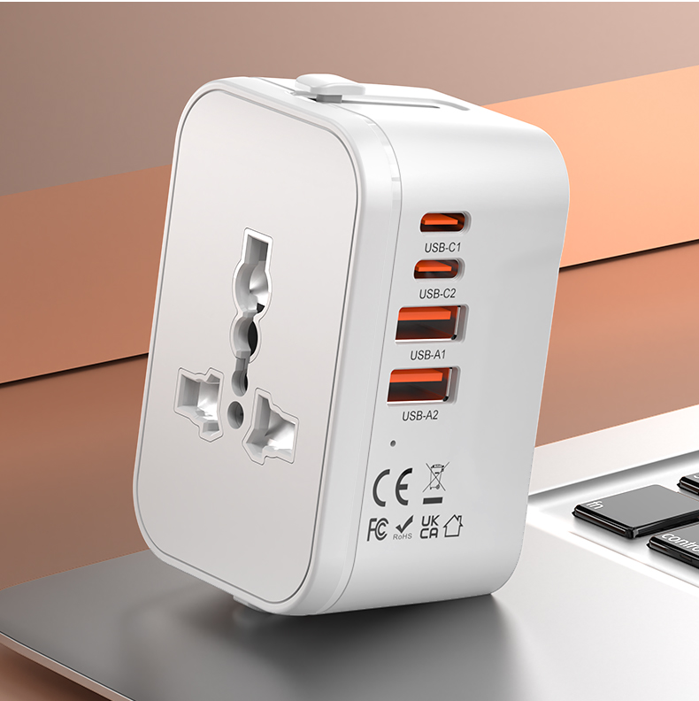 The Universal Adapter Plug 20W Gan Multi-Functional Travel Socket Converter, All-Purpose One To Multiple GAN Fast Charging: WHITE