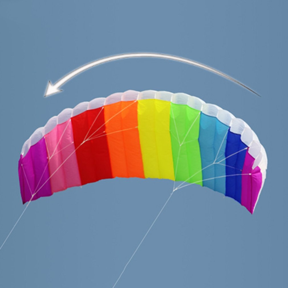 Cometa de doble línea de arco iris para hacer ejercicio, parapente suave, para surfear, deportes al aire libre, 1,4/2/2, 7m