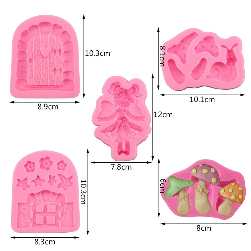GXMA Handmade DIY Fairy Tale Wooden Door Wooden House Girl Snail Stone Wall Castle Modeling Fondant Silicone Mold Clay Gadget