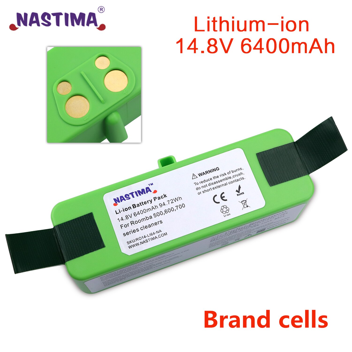 Nastima 14.8v 6400 mah /4400 mah lithium genopladeligt batteri til irobot roomba 500 600 700 800 series 560 620 650 700 770 780 880