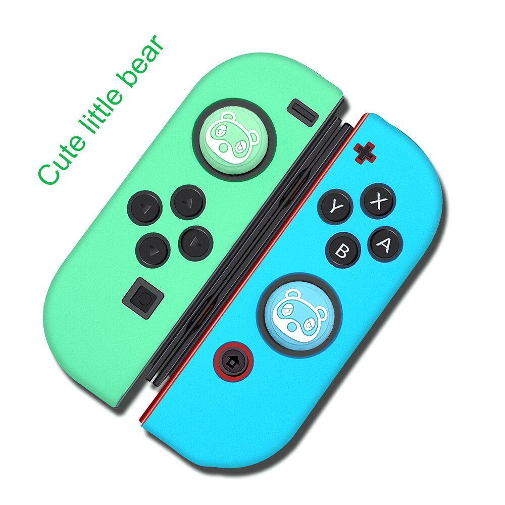 JCD 4 Uds. De Animal Crossing Bear Leaf Pad Thumb Stick Grip Cap Joystick Cover para Nintendo Switch NS Lite Joy-Con Controller