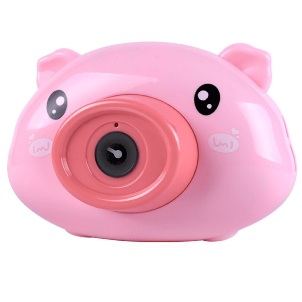 Kid Leuke Pig Camera Vorm Lichte Muziek Automatische Bubble Blower Machine Outdoor Speelgoed: Roze