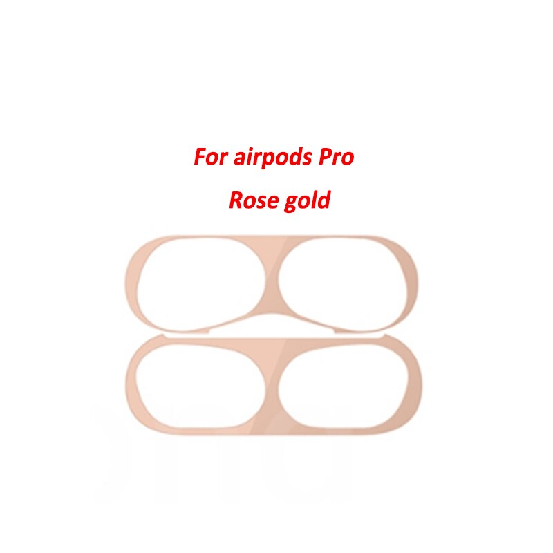 Para los airpods de Apple Pro 1 2 polvo de metal guardia etiqueta escudo film a prueba de polvo para airpod auriculares accesorios tierra de protección: airpod pro rose gold
