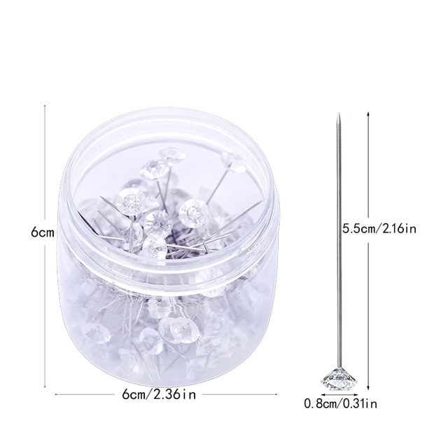 Miusie 100/150Pcs Bloem Pins Corsages Nietstiften Bruidsboeket Pins Crystal Pins Bloemen Boeket Pins Clear: 100pcs 0.8x5.5cm