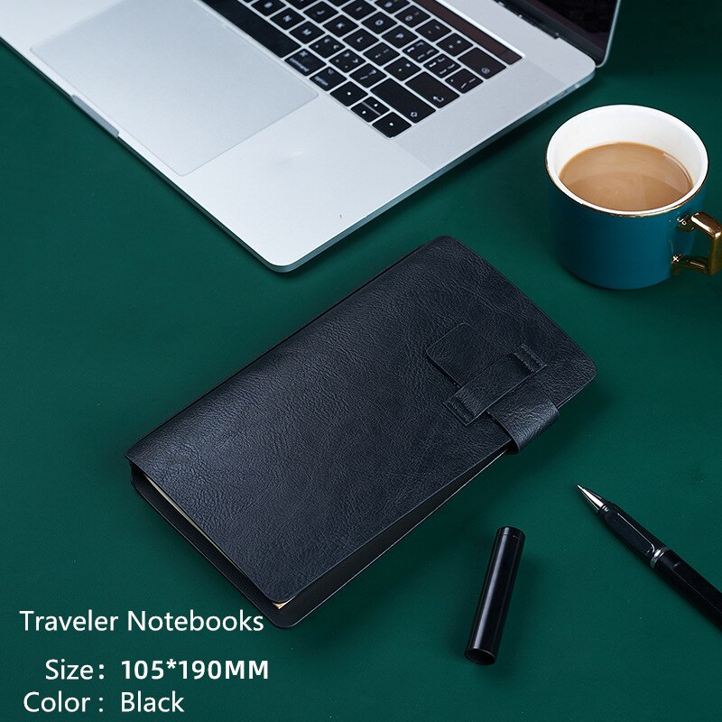 Portable Office Stationery Planner,Cute A6 Leather Mini Travel Schedule Diary Bullet Journal Notebooks Brown: Black