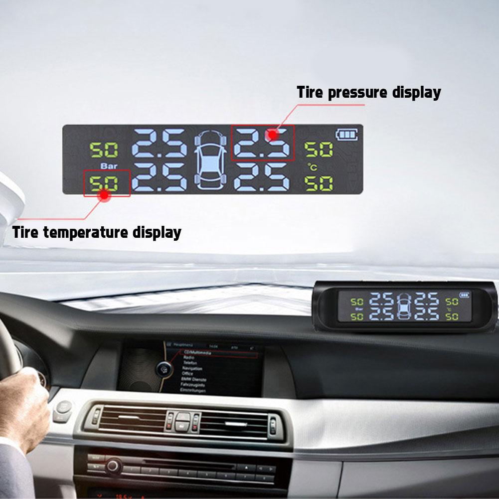 1Set Car TPMS Tire Pressure Monitoring System Solar With External And Internal Sensors Real-time Display 6 Alarm Modes