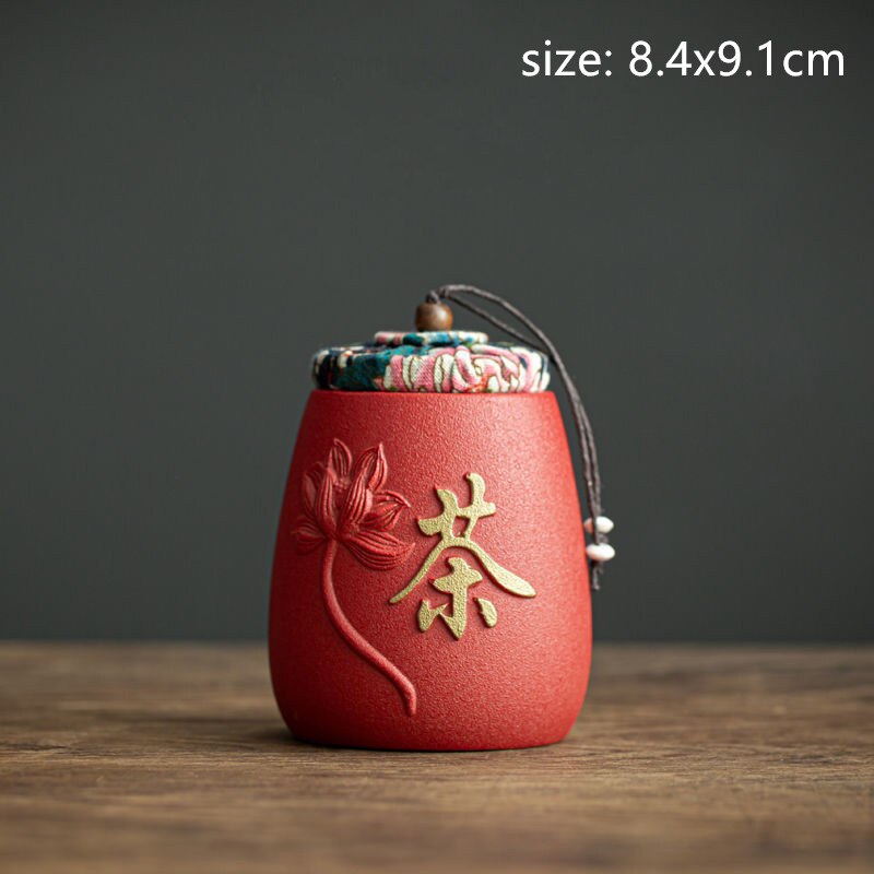 Portable Tea Caddy Travel Tea Bag Sealed Ceramics Jar Tea Storage Moisture-proof Containers Kitchen Spice Coffee Canister: A2