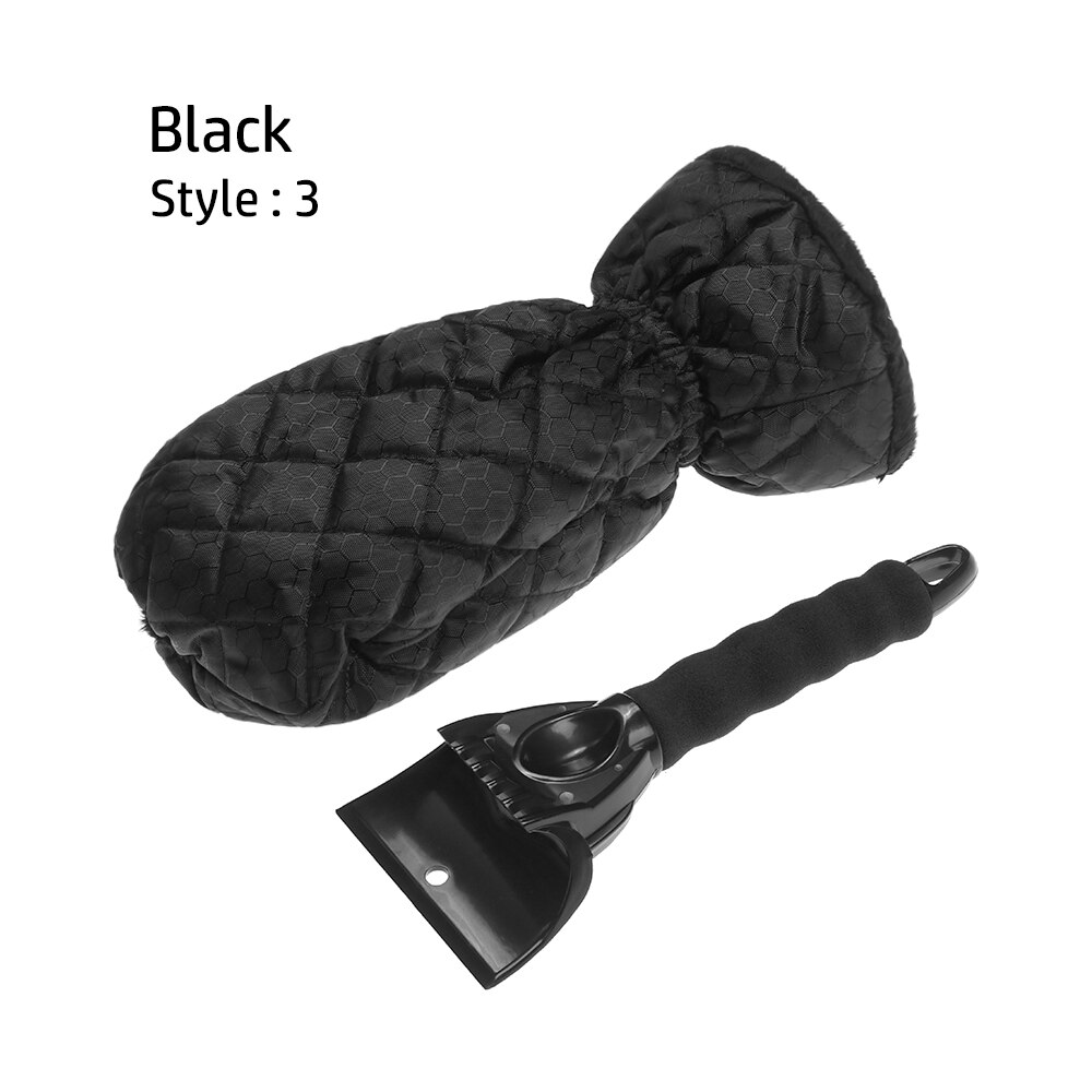 Grattoir de neige avec dissolvant de neige imperméable, gant doublé d'un outil de nettoyage en molleton épais, hiver: style3 black