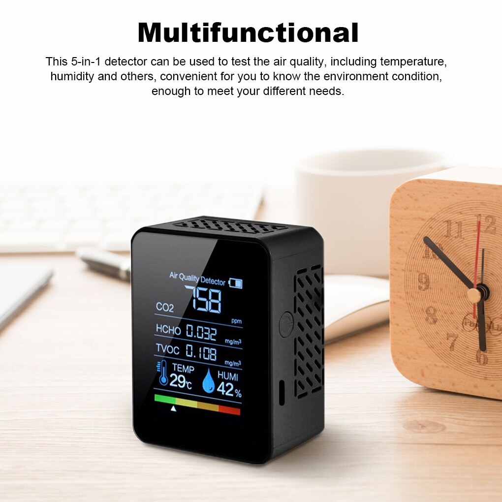 Temperature Tester Digital Display Rechargeable Air Detector Testing Fast Measure Meter Thermometer for Warehouse