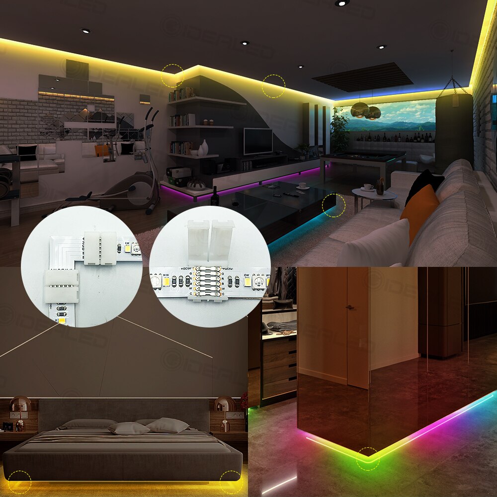 L form 6 pin 6 stk 12mm ledet kontaktsett til tilkobling av hjørne rett vinkel 5050 smd rgb rgbw 3528 2812 ledet stripe