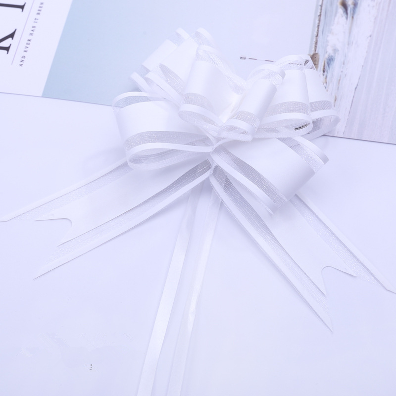 Cinta blanca para coche de boda, lazos para tirar, envoltura de , decoración para coche de boda, suministros para de cumpleaños, sillas, decoración del hogar DIY, 10/20 piezas