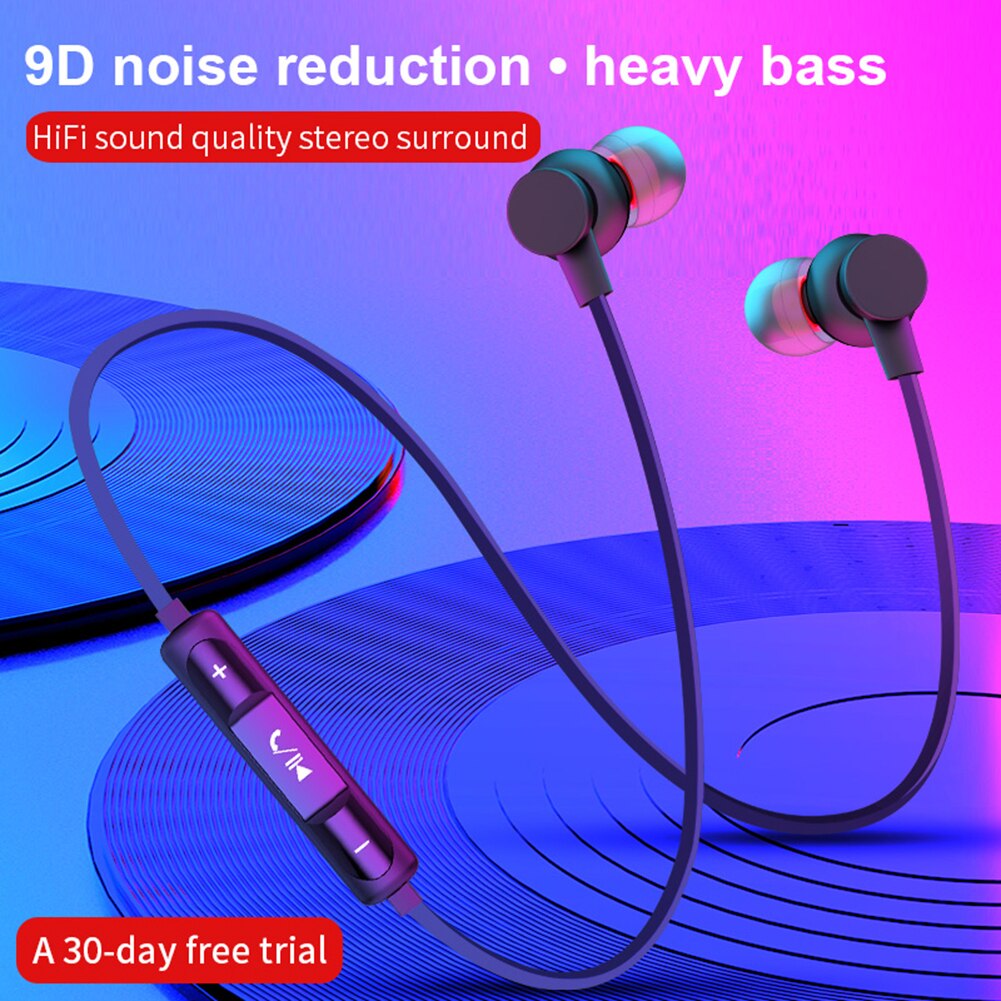 LB-T2 Bluetooth 5.0 Draadloze Koptelefoon Ingebouwde Microfoon Stereo Bass In-Ear Magnetische Oordopjes Lange Speelduur Stereo Hifi Oordopjes