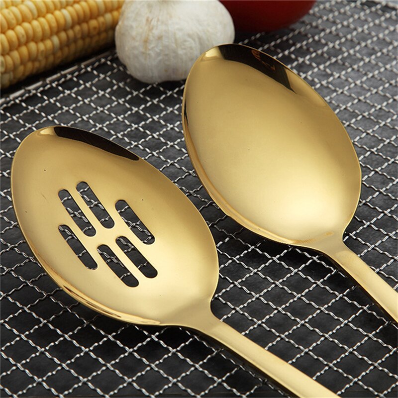1Pcs Gold Titanium Stainless Steel Cooking Tools Spoon Shovel Cookware Kitchen Tools Cocina Utensilios Spatula Ladle Kitchenware