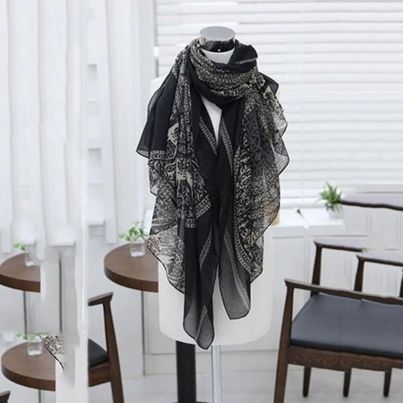 Bufandas estampadas con ciervos, Bufanda a la para mujer de otoño y primavera, chal de seda satinado con hilo Animal, chal, Pashmina, Bufanda: Black