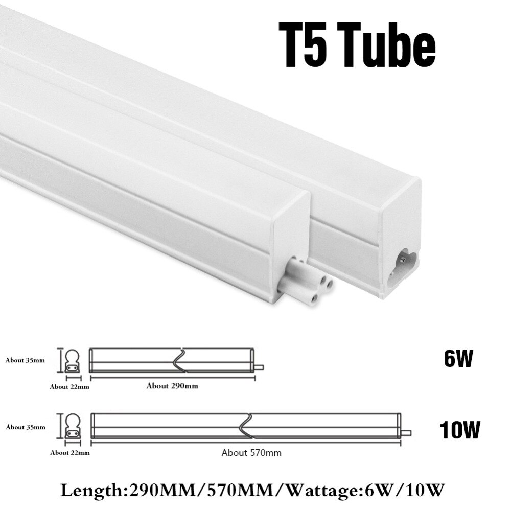 LED T5 Integrated Tube Fluorescent T8 Light 300MM 600MM 1FT 2FT Wall Lamp Lampada 6W 10W Ampoule Warm Cold White 110V 220V