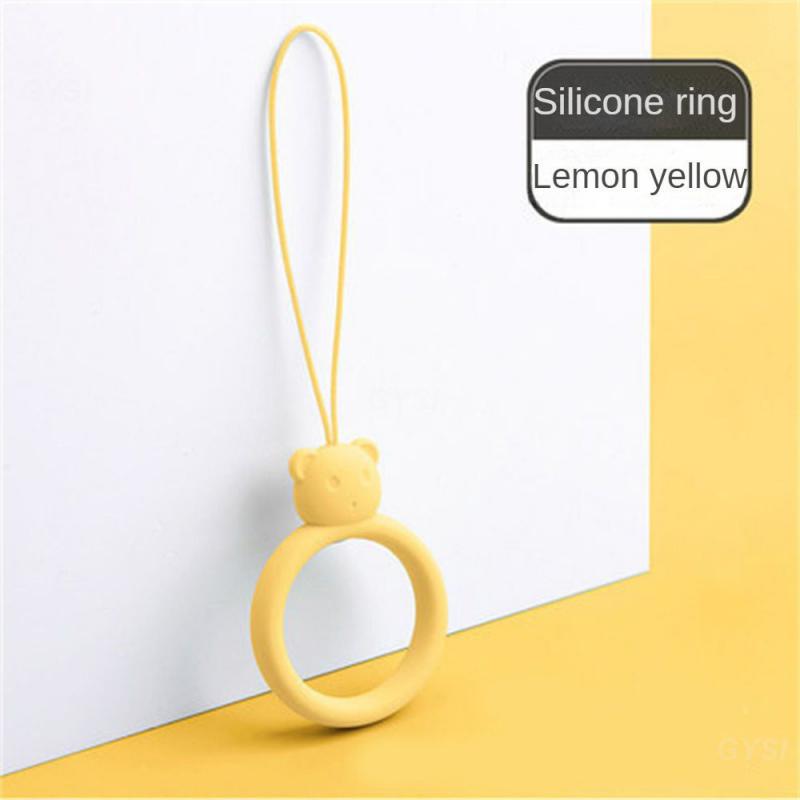 Ring Key Chain Soft Portable Lanyard Cartoon Smooth Comfortable Liquid Cute Silica Gel Elastic Pendant Multifunction Little Bear: Pink