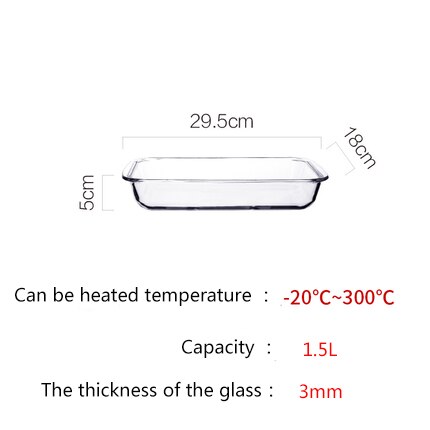 Mdzf sweethome 1l 1.5l 2l glazen ovenschaal rechthoek ovaal bakvorm oven braden lasagne pan voedselopslag: 1.5l rechthoeken