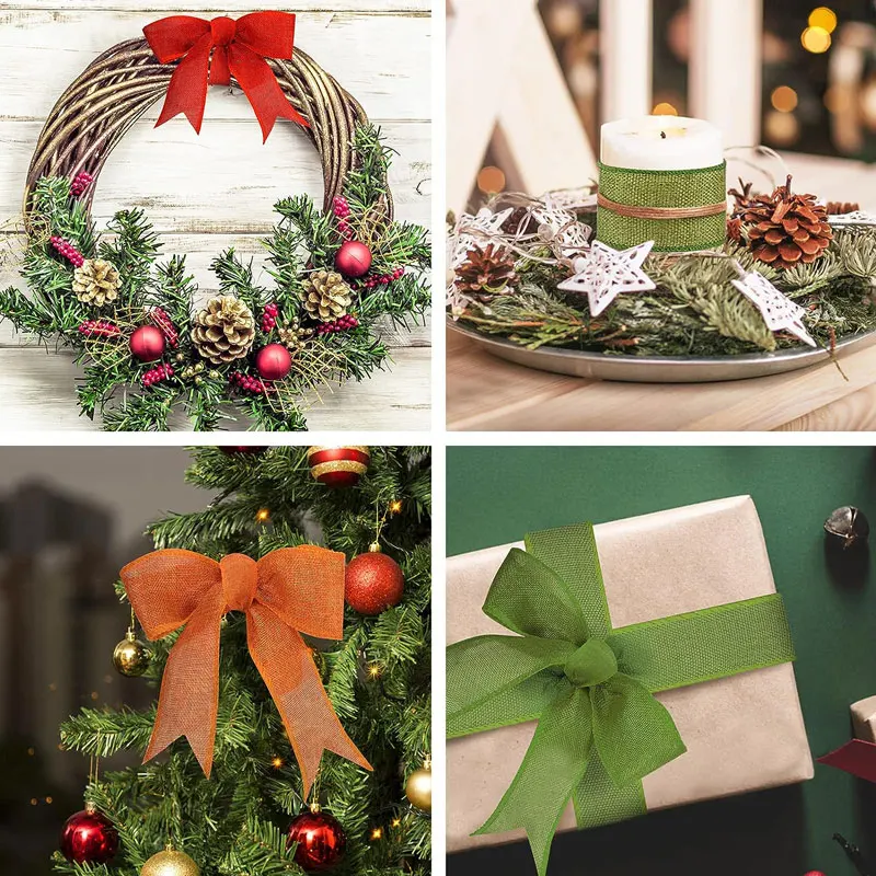10 meter 63mm säckvävsband trådband enfärgat tygband för gör-det-själv-pyssel julklappsband krans festdekor