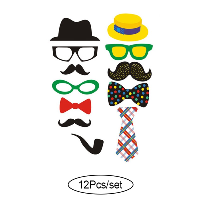 10-60 st diy-rekvisita till fotobås roliga mask glasögon mustasch läpp på pinne födelsedag brud bröllop dekoration fest tillbehör: 12 st set