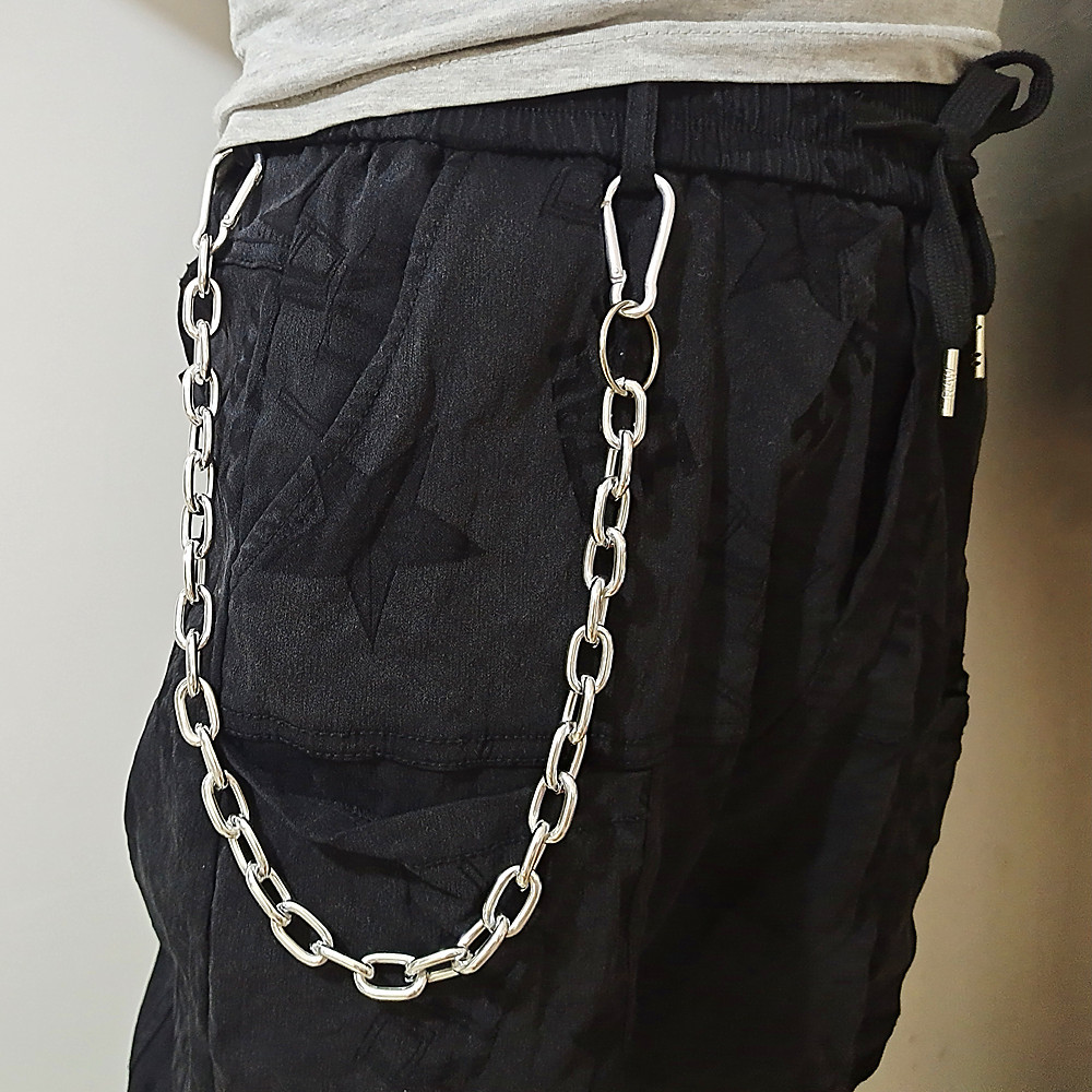 DIEZI Hip Hop Vintage coche Jeans pantalones llavero con anilla para Mujeres Hombres Hip Hop multicapa estrella borla cadena colgante cadena para bolso