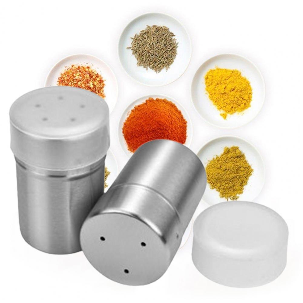2Pcs Spice Dispensers Excellent Seasoning Spice Dispenser Shaker Stainless Steel Pepper Shakers