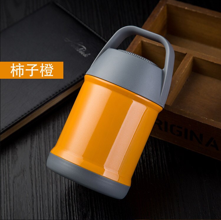 550ML Double Stainless Steel Thermos Food Soup Containers Large Capacity Vacuum Flasks Portable Lunch Bento Box: HA114-orange