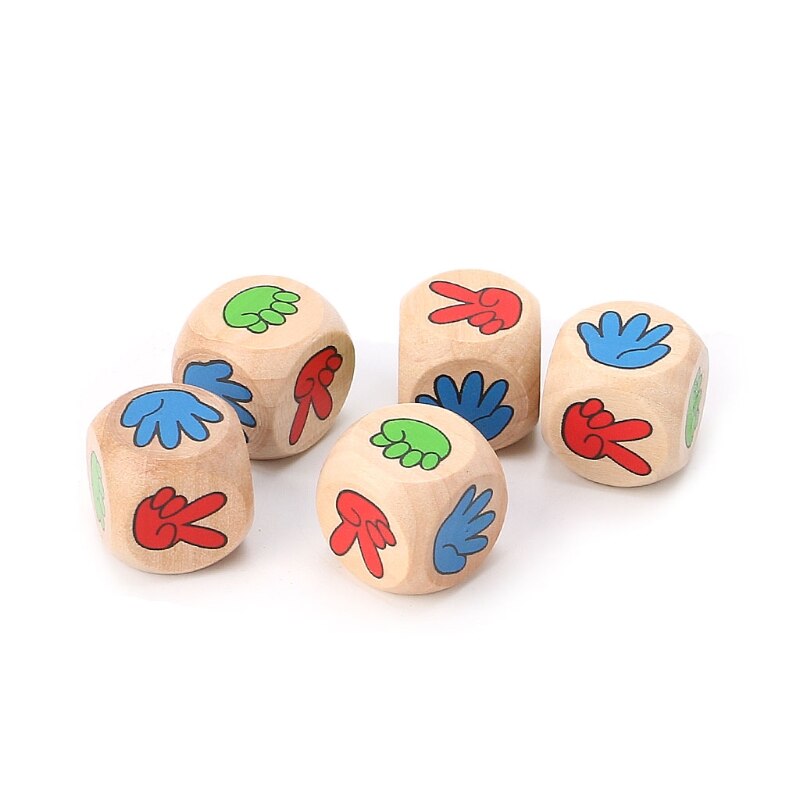 5pcs Drinking Game Rock Paper Scissors Finger-Guessing 20mm Wood Dice Bar Toys Multi Sides Dice for Board Game