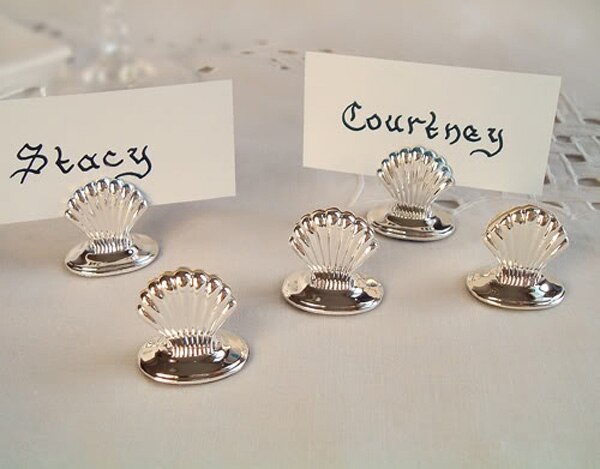 40pcs/lot Wedding accessory Silver Plated Shell Place Card Holder bachelor party Supplies Bachelorette favors