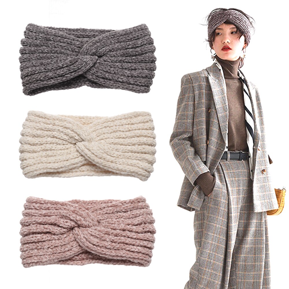 Gebreide Hoofdband Zachte Elastische Brede Haarband Candy Kleur Dikke Warme Vrouwen Meisjes Winter Haarband Yoga Sport Haaraccessoires